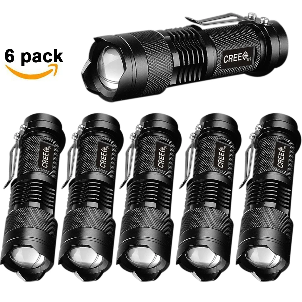 

6pcs/lot Powerful LED Flashlight 2000LM Q5 lampe torche LED Torch Laterna de 3 Mode Zoomable 6 Colors 1*AA/1*14500