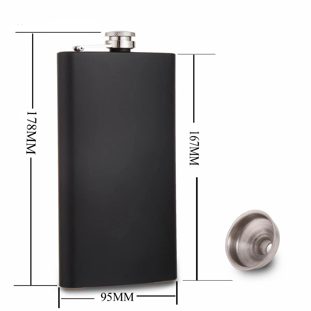 2017 New item  of  12 oz black stainless steel hip flask with free funnel , Food degree