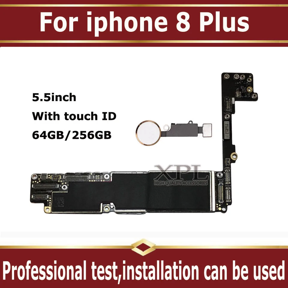 Original unlocked 64GB 256GB Motherboard For iPhone 8 Plus Full Chips Mainboard,for iphone 8P Logic Board with Touch ID