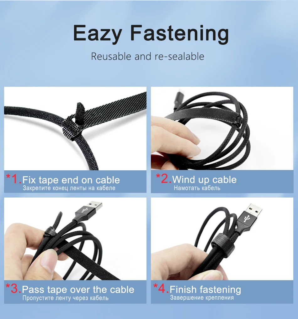 !ACCEZZ USB Cable Organizer Wire Winder Headphone Earphone Holder Mouse Tape Cord Clips Magnetic Protector Management For iPhone (3)
