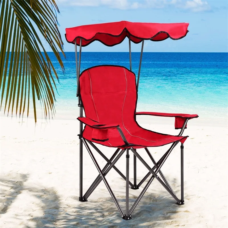 Portable Folding Beach Canopy Chair with Cup Holders Camping Chairs Outdoor Furniture OP3640RE Portable Folding Beach Canopy Chair with Cup Holders Camping Chairs Outdoor Furniture OP3640RE