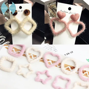 

Ritoule Diy handmade jewelry accessories mink hair hollow five-pointed star love round clover earrings material pendants