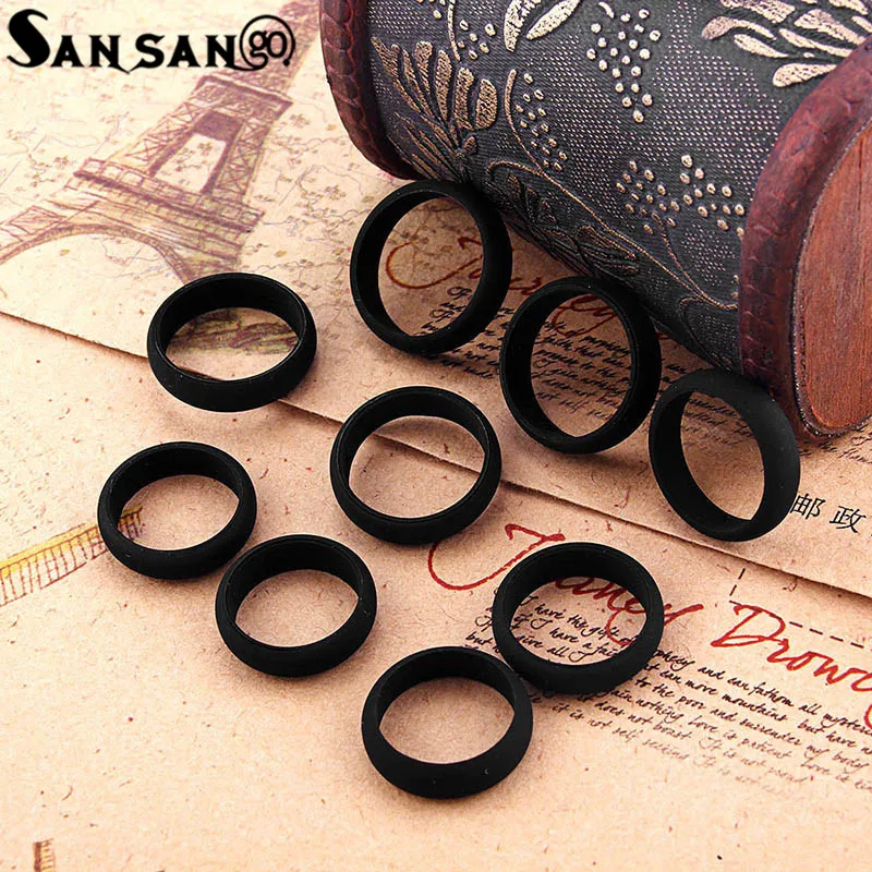 Trendy Black Color Environmentally Silicone Rings Size 5-9 Soft Flexible Punk Style Finger Rings Jewelry For Woman Men