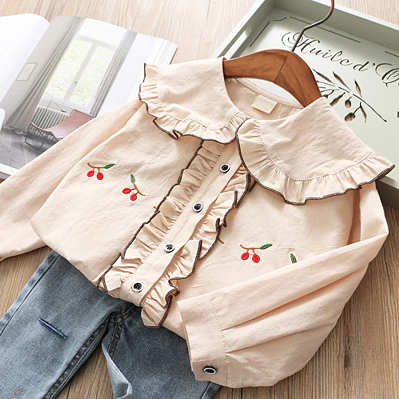 

Kids Girls Shirts and Blouse Summer Long Sleeve Cotton Fashion Top Clothes Baby Shirt 7 Year White Tees Toddler Spring Costume