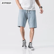 Летние однотонные Цвет Jogger шорты Для мужчин свободные дышащие Повседневное Мода по колено шнурок шорты Для мужчин M-XXL