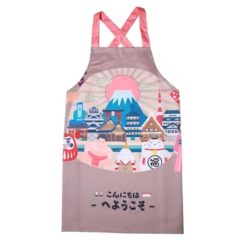 

Japan Tourism Memorial Woman Kitchen Cooking Baking Restaurant Polyester Linen Avental Tablier Cuisine Pinafore Apron