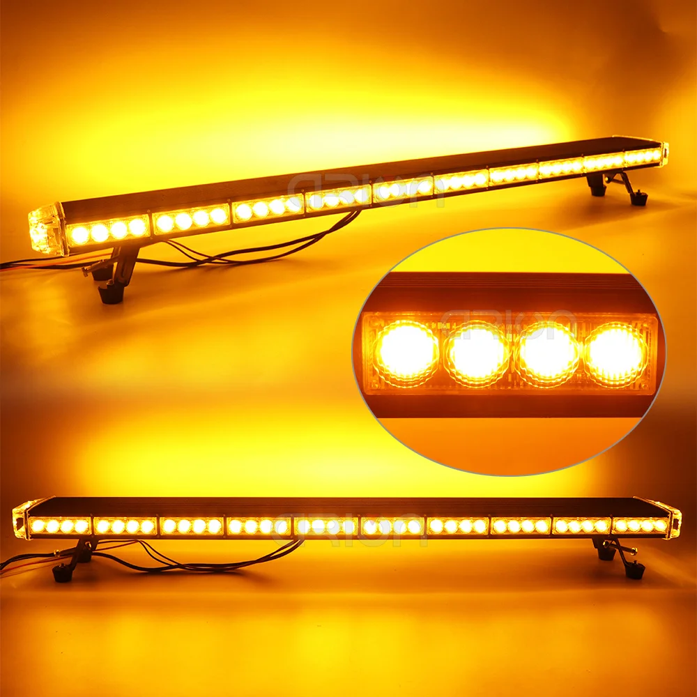 50" 144W COB  LED Traffic Advisor Emergency Warning Strobe Light Bar Amber Yello 