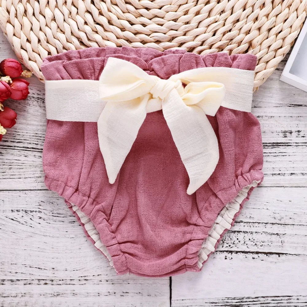 

Baby Bloomers Baby Shorts Bow Diaper Cover Newborn Toddler Kids Girl Cotton Infant Baby Trousers Pp Pants Girl Summer