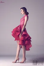 2016 Fuchsia Spitze High Low Short Prom Cocktailkleider Sexy Ilusion High Neck Kurze Vordere Lange Zurück Cocktail Robe De Cocktail