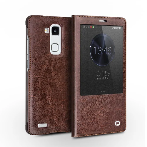 Для Huawei Коврики 7 qialino бренд натуральной естественных коровья кожа кожаный чехол Smart Cover для Huawei Коврики 7 Авто сна проснуться - Цвет: Коричневый