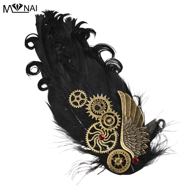 

Punk Retro Gears Wing Hair-clip Feather Clock Cogs Gothic Barrette Steampunk Hairpin Vintage Gothic Hair Clip Accessory