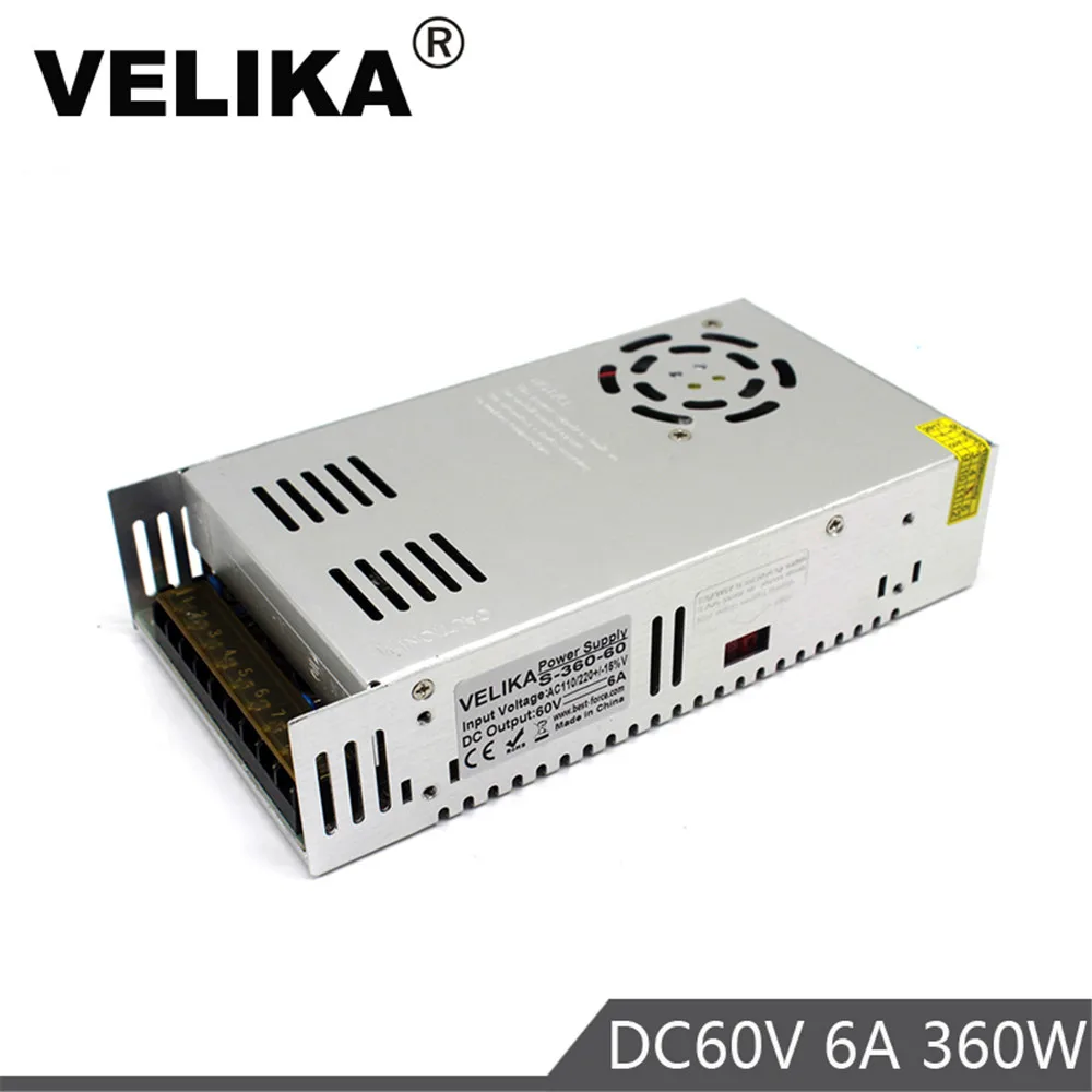 Одиночный выход DC60V источник питания Трансформаторы 110V 220V AC DC 60V 6A 360W SMPS для ЧПУ CCTV шаговый Mptors светильник принтер