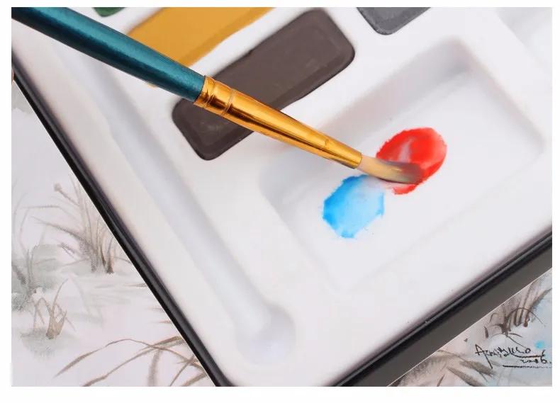 Bianyo 30 Colors Artist Watercolor Solid Paints Set For Portable Outdoor Sketch Soluble Brush Child