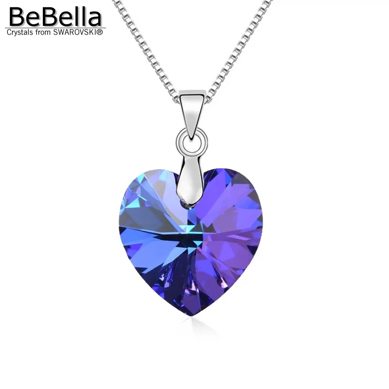 

BeBella 1.8cm crystal heart pendant necklace with Crystals from Swarovski thin chain for women girls fashion jewelry gift 2018