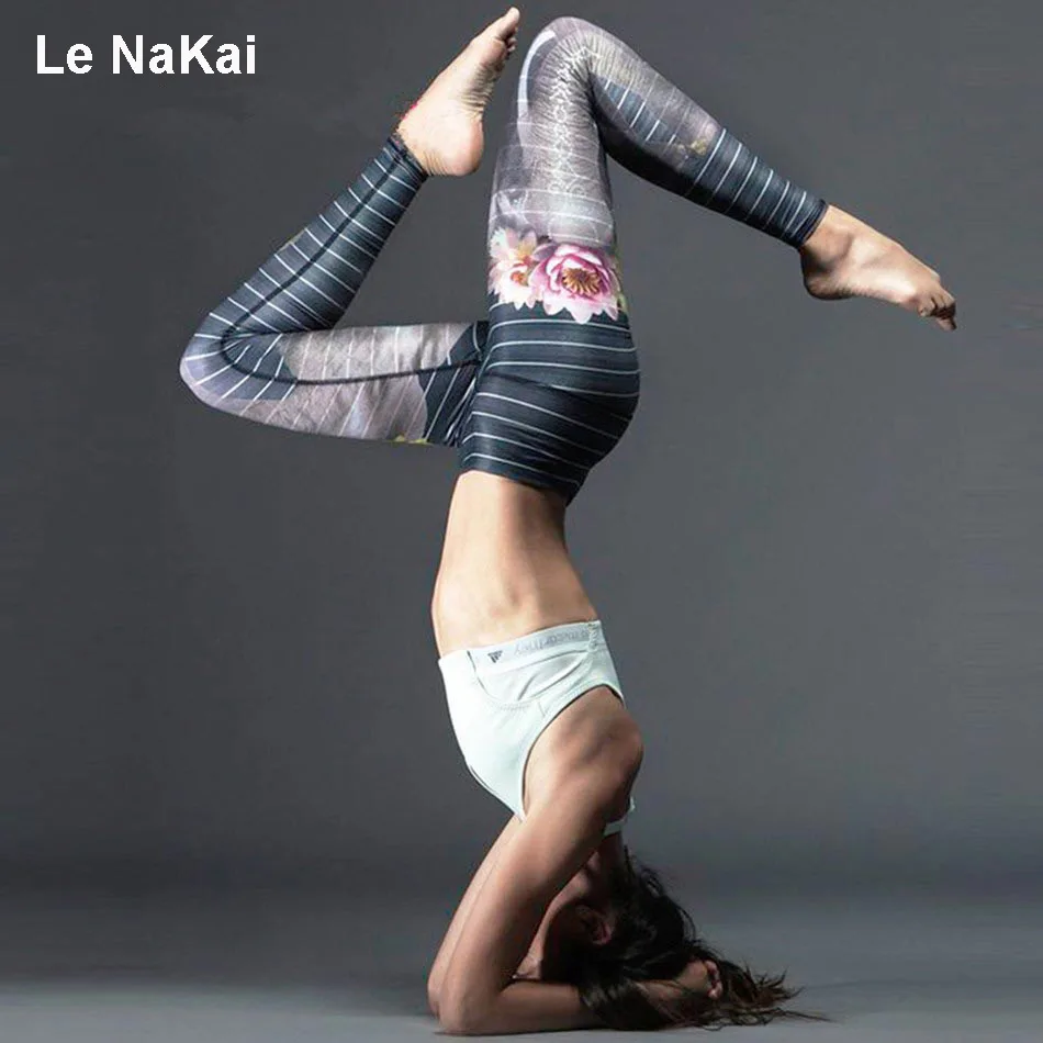 

Beautiful Elephant Print Art Yoga Pants For Women Fitness Lotus Gym Tights Stripe Print Thick Meditation Yoga Leggings Le NaKai