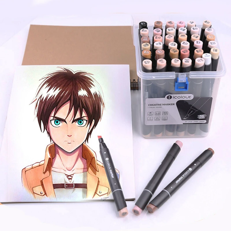 Цветной мягкий маркер для головы, японский импортный наконечник, персонаж аниме, специальная голова для студентов, ручная роспись, дизайн, цветная ручка