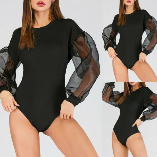 Summer Jumpsuits 2019 New Women Summer Casual Black Long Lace Puff Sleeve O-Neck Skinny Jumpsuits Size S-XL Summer Jumpsuits 2019 New Women Summer Casual Black Long Lace Puff Sleeve O-Neck Skinny Jumpsuits Size S-XL