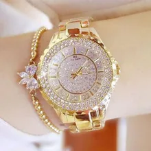 Women Rhinestone Watches Lady Diamond Stone Dress Watch Stainless Steel Band Big Dial Bracelet Wristwatch ladies