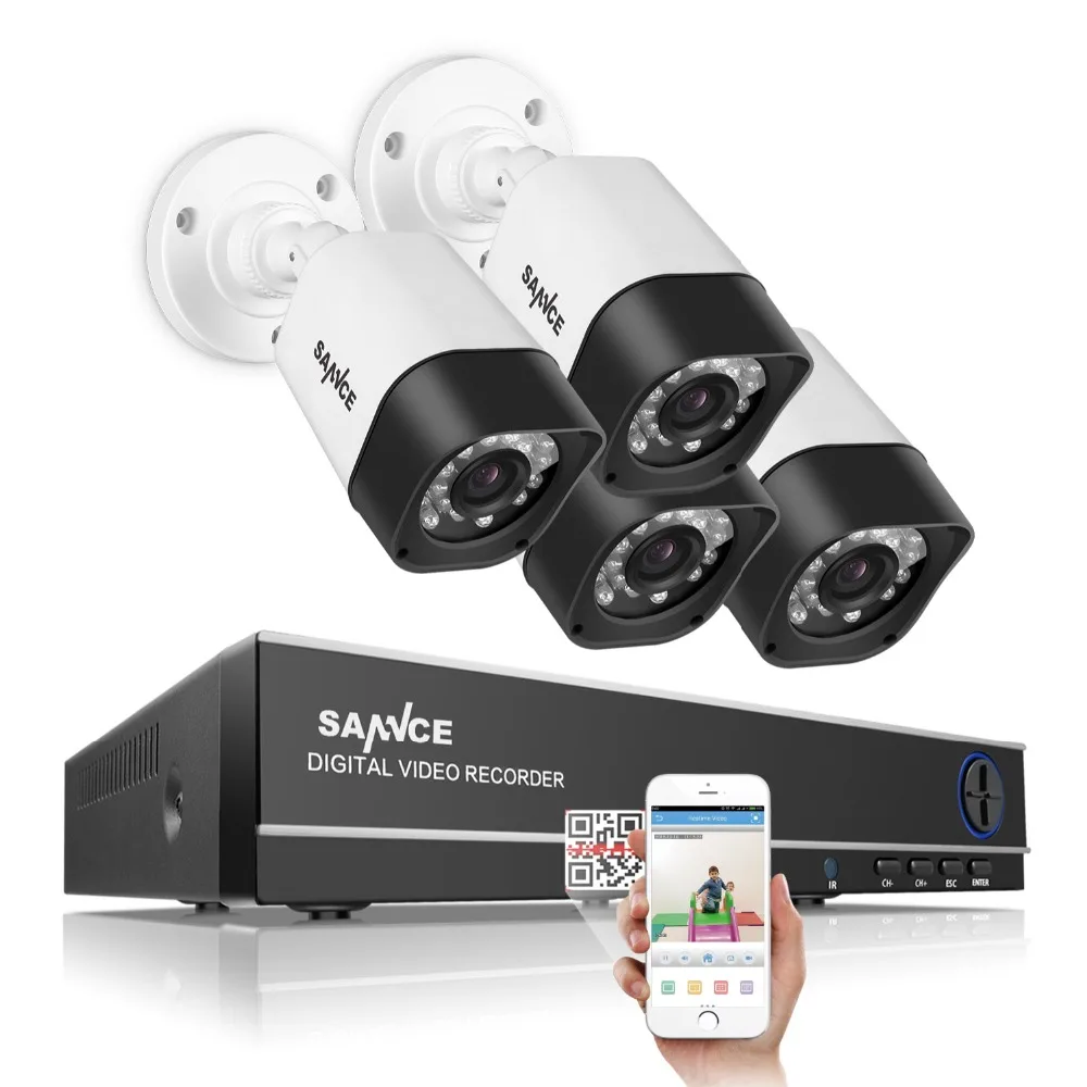 SANNCE 4CH 1080N DVR with 1080P HDMI Output CCTV System 4pcs 720P 1500TVL CCTV Security Camera System home Surveillance Kits