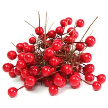 Новые Красивые Искусственные ягоды 100 шт. яркие красные ягоды Холли домашняя гирлянда Рождество Dec
