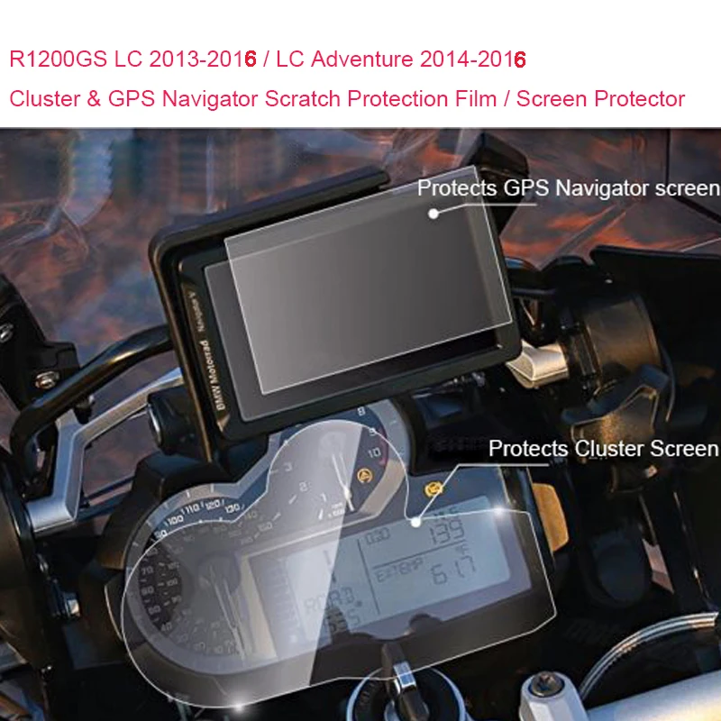 for BMW R1200GS LC 2013-2017  LC Adventure 2014 2015 2016 2017 Cluster & GPS Navigator Scratch Protection Film Screen Protector (3)