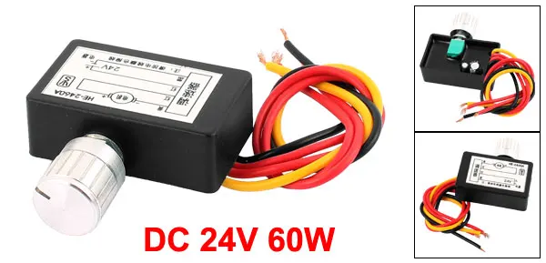 HE-2460A DC 24V 60W Motor Replacement Linear PWM Speed Controller Black w Rotary