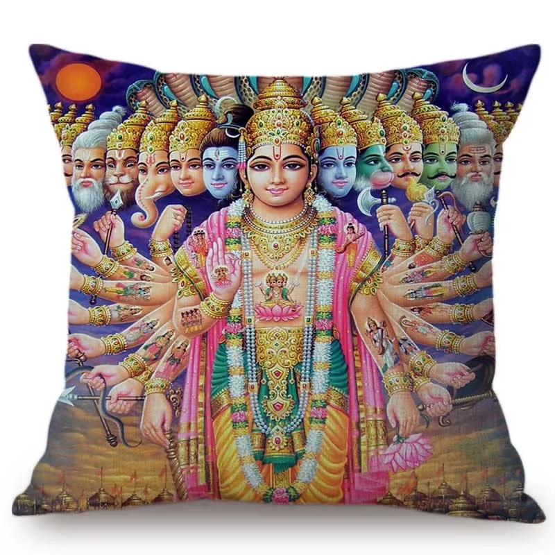 Индийский буддизм, домашний декоративный чехол для подушки, хлопок, лен, таиландский Будда, молитва, буддийский автомобиль, подушка на стул, чехол для подушки