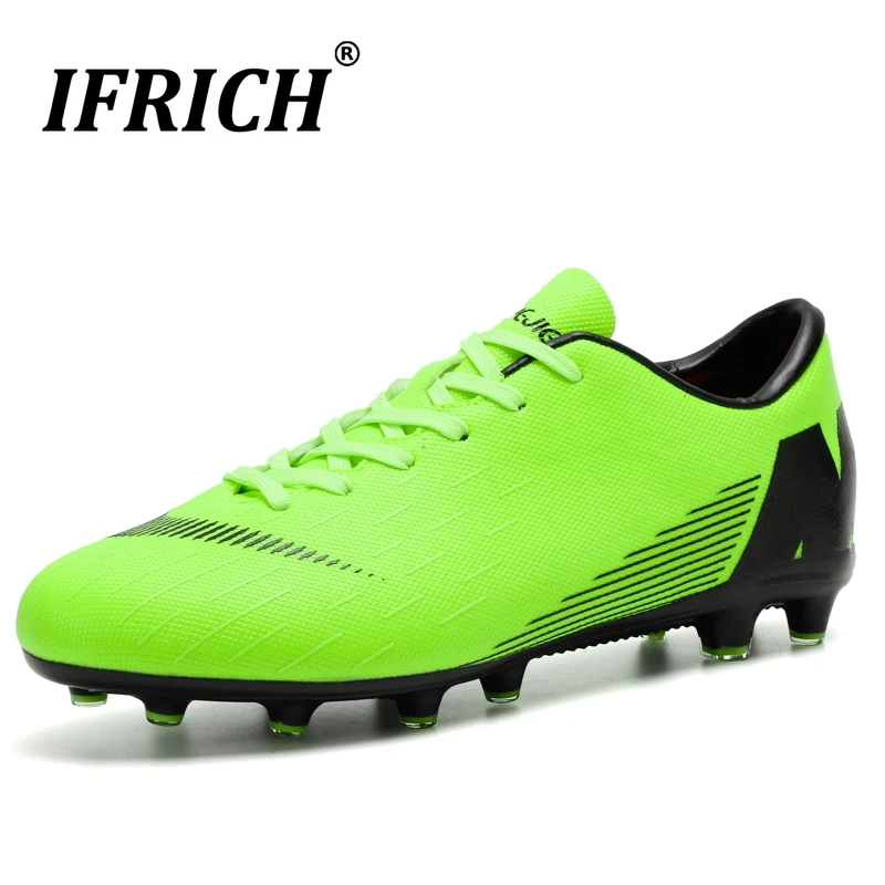 

Hot Sale Soccer Shoes Boys Black Green Football Shoes Women Non-Slip Sneakers Sport Children Long Spike Outdoor Sneakers