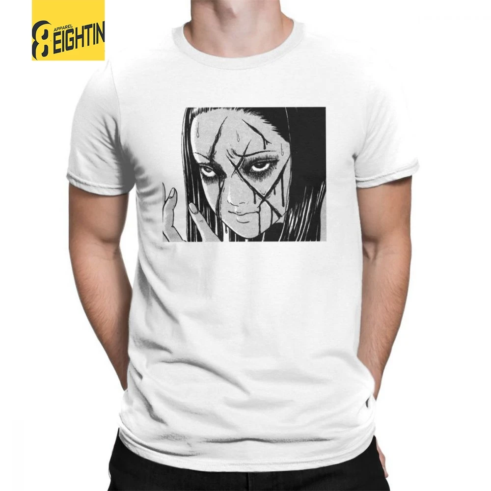 

Horror Halloween HoJunji Ito Cuts Man's T Shirt Funny Purified Cotton Short Sleeves Tee Shirt Round Collar T-Shirt Print Clothes