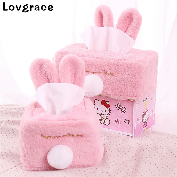 Милый цвет розовый белый плюшевый кролик коробка для салфеток прочный домашний Автомобиль отель диван бумажный держатель для салфеток чехол для салфеток подарок для девочки