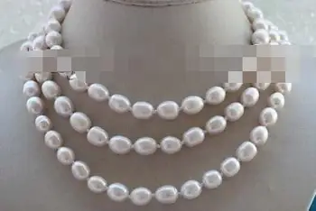 

50" Longest Genuine Natural 9mm White Rice Pearl Necklace #f2010!