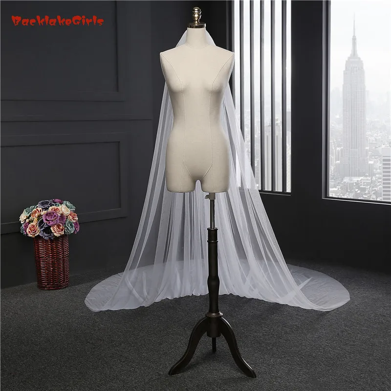 

2017 Elegant Wedding Veil 3 Meters Long Soft Bridal Veils With Comb two-layer Ivory White Color Bride Wedding Accessories