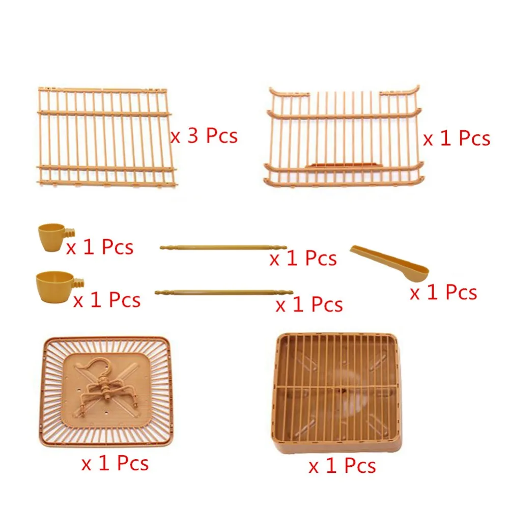 Сборка клетка для птиц с кормушкой и попоильником для маленьких домашних животных полный набор пластиковых птичьих домиков Дрозд клетка для попугая 23x23x22 см