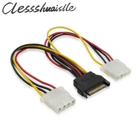 

SATA 15 Pin Male to Dual 4 Pin Female Power For IDE hard disk Power Extension Cable 10cm 0.1m