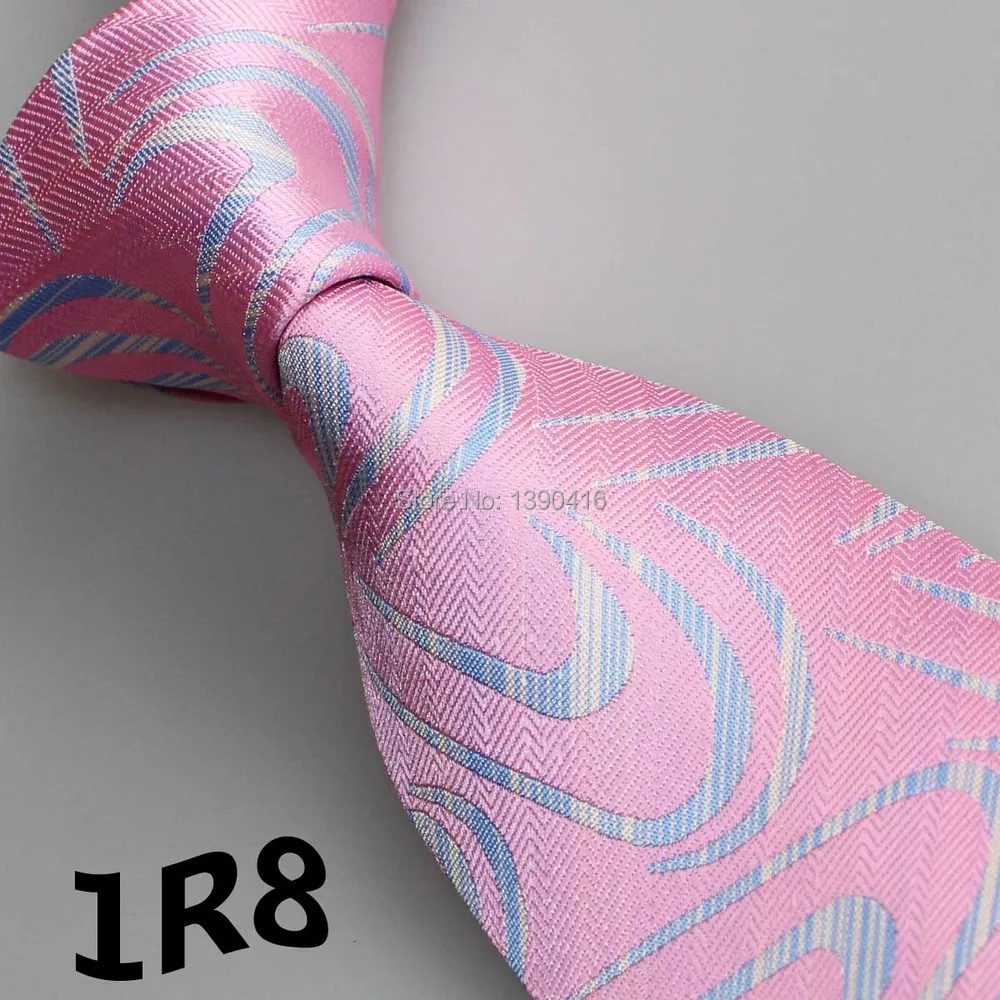 2018 Latest Style Men Ties Pink/White/Light Blue Geometric Floral Design Tie Wedding&Tie For Man
