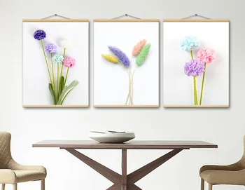 

Nordic Prints and Poster Framed Canvas Painting Blue Pink Purple Flower Living room Home Decorative Wall Art Picture