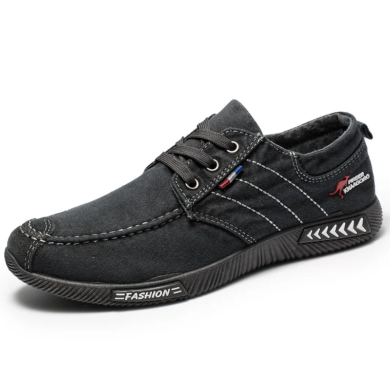 NOSSICA Fashion Denim Men Canvas Casual Shoes Male Summer Mens Sneakers Slip On Breathable Shoes Loafers Chaussure Homme Black