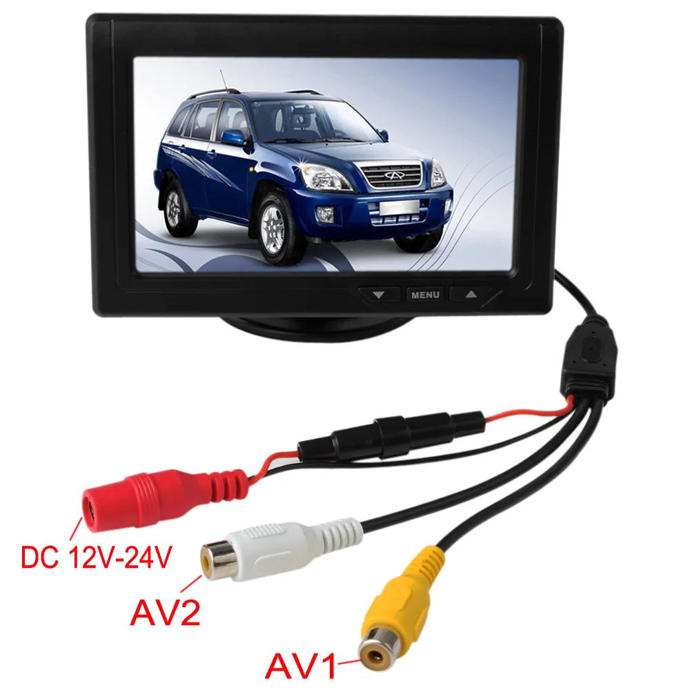 Car Rear View Parking Backup Monitor of 4.3 Inch 480 x 272 Color TFT LCD Screen for Reverse Camera DVD