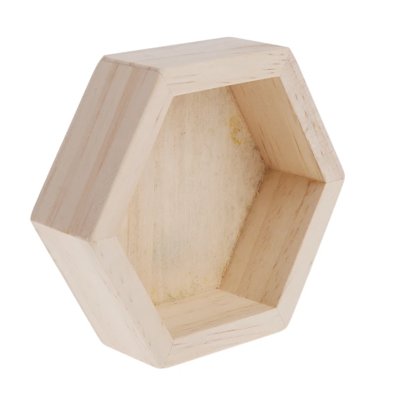 

Wooden Necklace Jewelry Display Tray Case Holder Rack Hexagon Storage Box