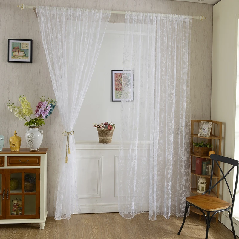 

Butterfly Pattern Tulle Voile Door Window Curtains Drape Sheer Divider White