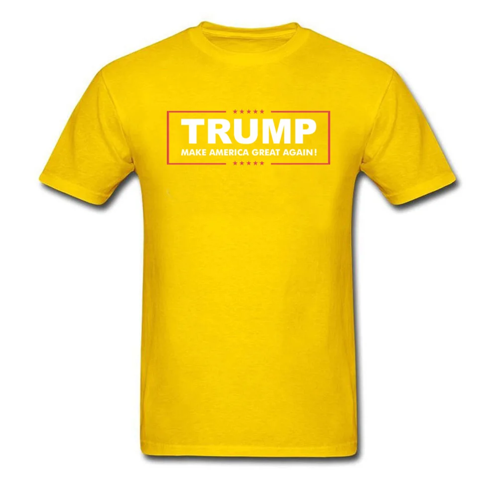 Tops Shirt Donald Trump Logo Lovers Day Fitted Funny Short Sleeve 100% Cotton O Neck Men's Top T-shirts Funny Tee-Shirt Donald Trump Logo yellow