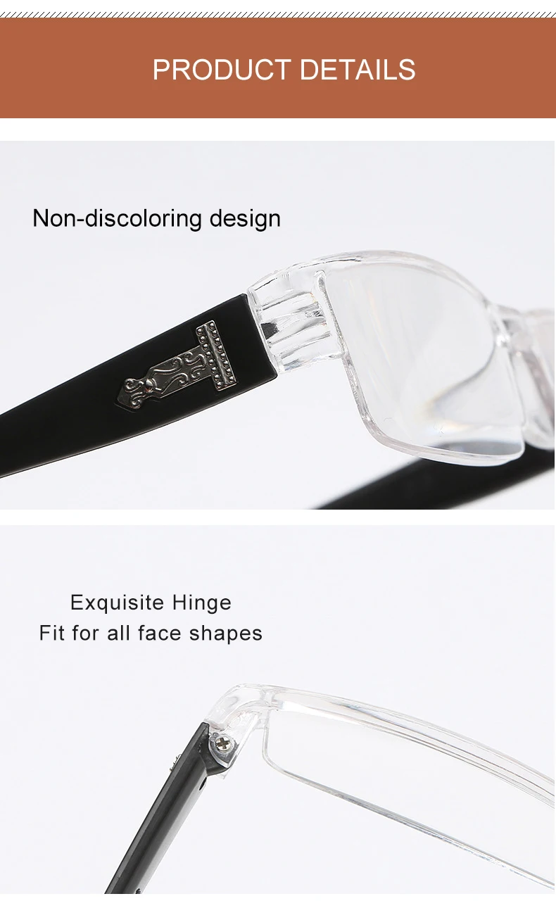 LS JOHN Korean Fashion Reading Glasses Men Women Clear Lens Half Frame Presbyopic Eyewear 1.0 1.5 2.0 2.5 3.0 3.5 4.0 for Reader