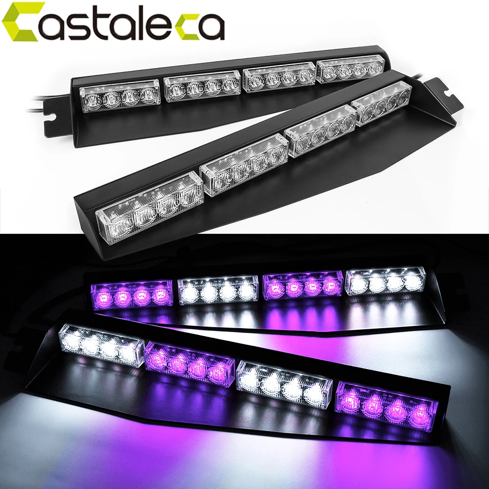 

Castaleca Car Truck Police warning Strobe light Sun Visor 32led Visor Deck Dash Traffic Emergency Vechicle Flash Beacon fog lamp