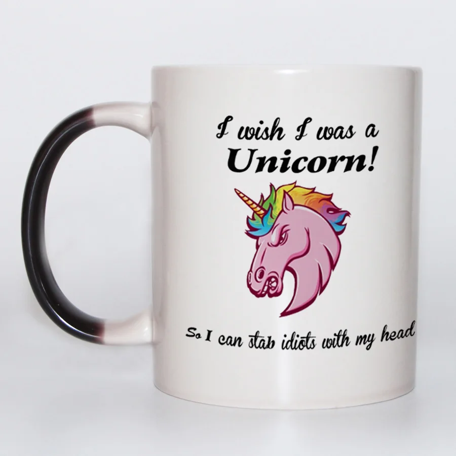 

I wish I was a unicorn Heat Reveal Mug Ceramic Color Changing Coffee Mug Magic Tea Cup Mugs best gift for friends