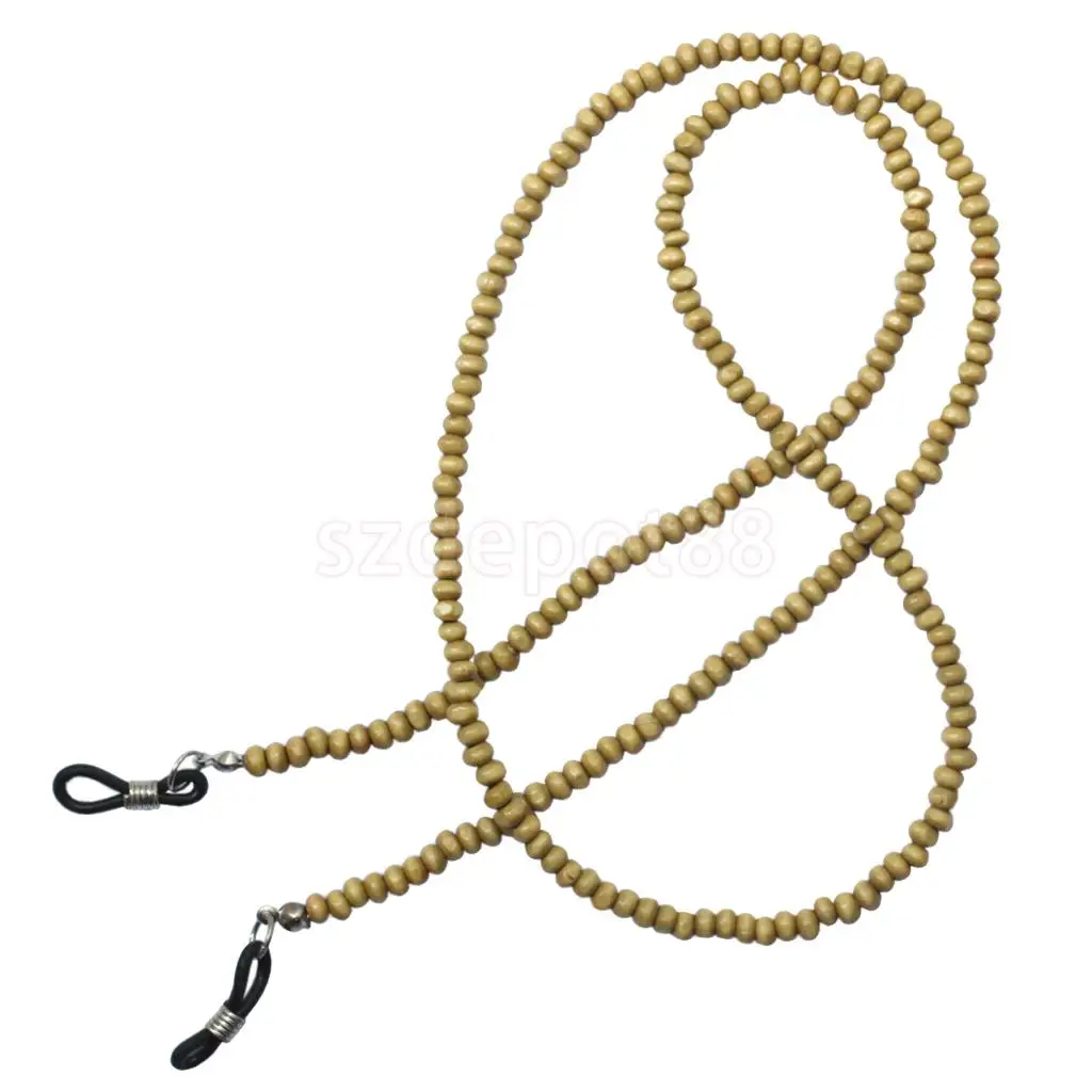 Beaded Eyeglass Spectacles Chain Sunglasses Holder Glasses Necklace Cord String Lanyard NATURAL WOOD