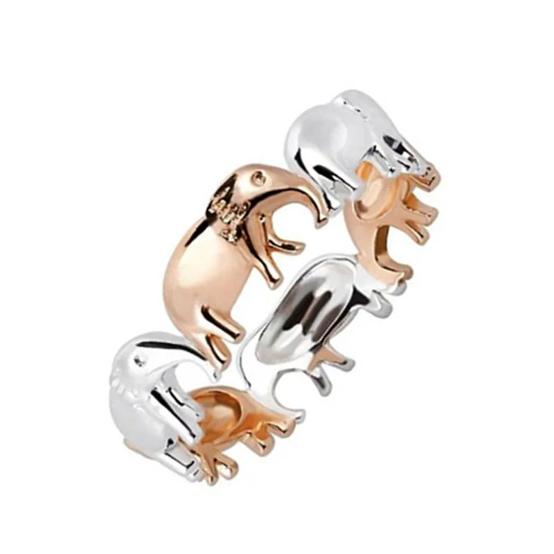 GS 2018 Pure Copper Antique Gold Sliver Lucky 3d Lovely Elephant Men Ring Romantic Rings For Man/Woman Lover Jewelry Anillos R4