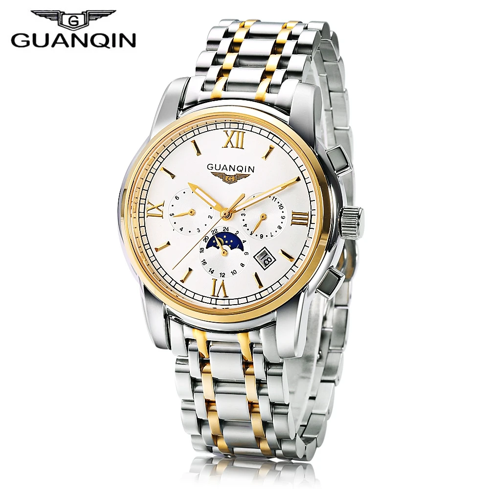 

GUANQIN GJ16040 Men Automatic Self-Wind Watch Imported Japan Mechanical Movement Male Genuine Leather Band Business watches