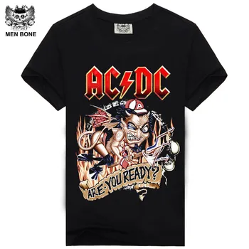 

[Men bone] paragraph 9 cartoon rock crime men t-shirts AC DC hip hop fashion heavy metal AC/DC t shirt