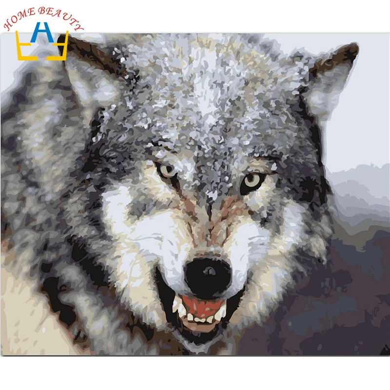 

40x50cm framed digital oil painting by numbers diy home decoration paint on canvas unique gift craft picture animal of wolf Y033