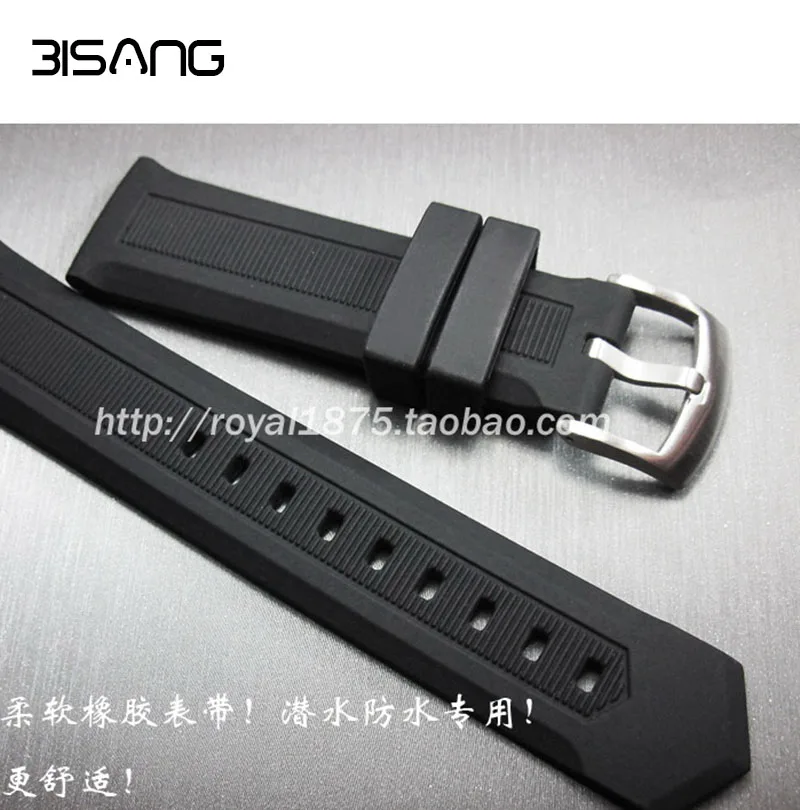 

Black soft quality mountaineering diving outdoor 20mm 22mm rubber silicone bracelet